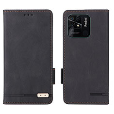 Funda de Cuero Cartera con Soporte Carcasa L07Z para Xiaomi Redmi 10 India Negro