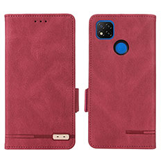 Funda de Cuero Cartera con Soporte Carcasa L07Z para Xiaomi Redmi 10A 4G Rojo