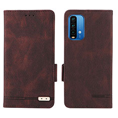 Funda de Cuero Cartera con Soporte Carcasa L07Z para Xiaomi Redmi 9 Power Marron