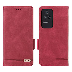 Funda de Cuero Cartera con Soporte Carcasa L07Z para Xiaomi Redmi K40S 5G Rojo