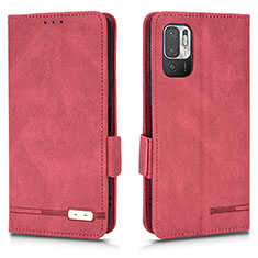 Funda de Cuero Cartera con Soporte Carcasa L07Z para Xiaomi Redmi Note 10 JE 5G Rojo