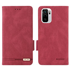 Funda de Cuero Cartera con Soporte Carcasa L07Z para Xiaomi Redmi Note 10S 4G Rojo