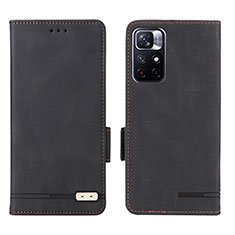 Funda de Cuero Cartera con Soporte Carcasa L07Z para Xiaomi Redmi Note 11 5G Negro