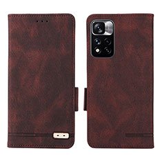 Funda de Cuero Cartera con Soporte Carcasa L07Z para Xiaomi Redmi Note 11 Pro+ Plus 5G Marron