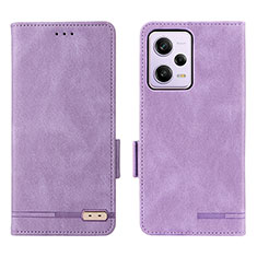 Funda de Cuero Cartera con Soporte Carcasa L07Z para Xiaomi Redmi Note 12 Pro 5G Morado