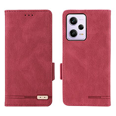 Funda de Cuero Cartera con Soporte Carcasa L07Z para Xiaomi Redmi Note 12 Pro 5G Rojo