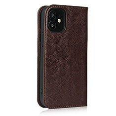 Funda de Cuero Cartera con Soporte Carcasa L08 para Apple iPhone 12 Mini Marron