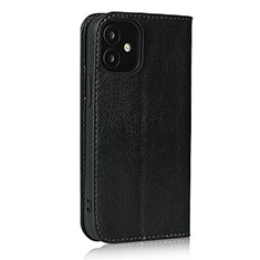 Funda de Cuero Cartera con Soporte Carcasa L08 para Apple iPhone 12 Mini Negro