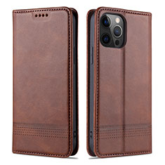 Funda de Cuero Cartera con Soporte Carcasa L08 para Apple iPhone 12 Pro Max Marron