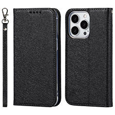 Funda de Cuero Cartera con Soporte Carcasa L08 para Apple iPhone 13 Pro Max Negro