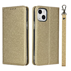 Funda de Cuero Cartera con Soporte Carcasa L08 para Apple iPhone 14 Plus Oro