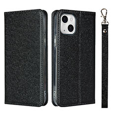 Funda de Cuero Cartera con Soporte Carcasa L08 para Apple iPhone 15 Plus Negro