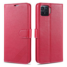 Funda de Cuero Cartera con Soporte Carcasa L08 para Oppo F17 Pro Rojo