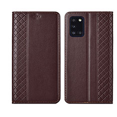 Funda de Cuero Cartera con Soporte Carcasa L08 para Samsung Galaxy A31 Marron