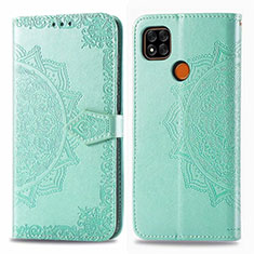 Funda de Cuero Cartera con Soporte Carcasa L08 para Xiaomi Redmi 10A 4G Menta Verde