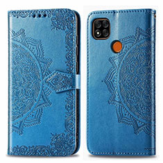 Funda de Cuero Cartera con Soporte Carcasa L08 para Xiaomi Redmi 9 Activ Azul