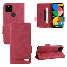 Funda de Cuero Cartera con Soporte Carcasa L08Z para Google Pixel 5a 5G Rojo