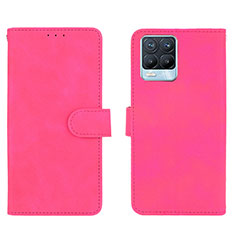 Funda de Cuero Cartera con Soporte Carcasa L08Z para Realme 8 4G Rosa Roja