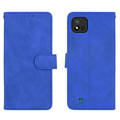 Funda de Cuero Cartera con Soporte Carcasa L08Z para Realme C11 (2021) Azul