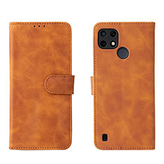 Funda de Cuero Cartera con Soporte Carcasa L08Z para Realme C21Y Marron