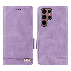 Funda de Cuero Cartera con Soporte Carcasa L08Z para Samsung Galaxy S23 Ultra 5G Morado