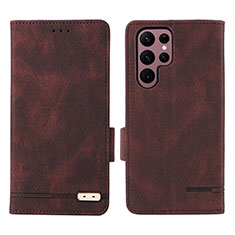 Funda de Cuero Cartera con Soporte Carcasa L08Z para Samsung Galaxy S24 Ultra 5G Marron