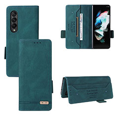 Funda de Cuero Cartera con Soporte Carcasa L08Z para Samsung Galaxy Z Fold3 5G Verde