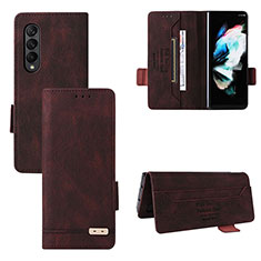 Funda de Cuero Cartera con Soporte Carcasa L08Z para Samsung Galaxy Z Fold4 5G Marron