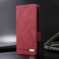 Funda de Cuero Cartera con Soporte Carcasa L08Z para Xiaomi Redmi 10 India Rojo