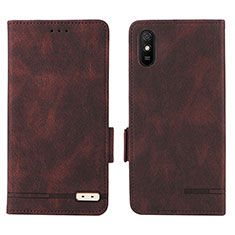 Funda de Cuero Cartera con Soporte Carcasa L08Z para Xiaomi Redmi 9A Marron