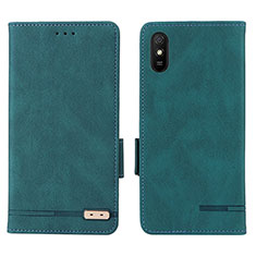 Funda de Cuero Cartera con Soporte Carcasa L08Z para Xiaomi Redmi 9AT Verde