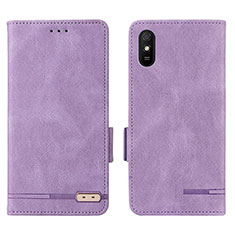 Funda de Cuero Cartera con Soporte Carcasa L08Z para Xiaomi Redmi 9i Morado