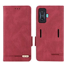 Funda de Cuero Cartera con Soporte Carcasa L08Z para Xiaomi Redmi K50 Gaming 5G Rojo