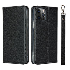 Funda de Cuero Cartera con Soporte Carcasa L09 para Apple iPhone 12 Pro Max Negro