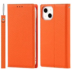 Funda de Cuero Cartera con Soporte Carcasa L09 para Apple iPhone 13 Naranja