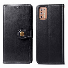 Funda de Cuero Cartera con Soporte Carcasa L09 para Motorola Moto G9 Plus Negro