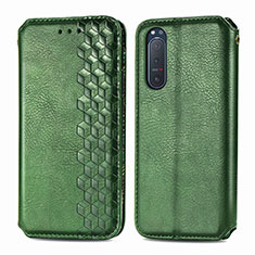 Funda de Cuero Cartera con Soporte Carcasa L09 para Sony Xperia 5 II Verde