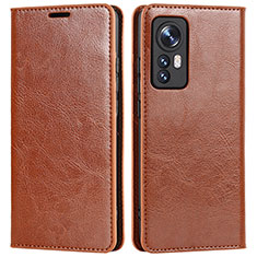 Funda de Cuero Cartera con Soporte Carcasa L09 para Xiaomi Mi 12S Pro 5G Marron Claro