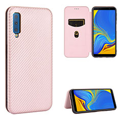 Funda de Cuero Cartera con Soporte Carcasa L09Z para Samsung Galaxy A7 (2018) A750 Oro Rosa