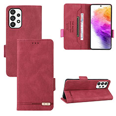 Funda de Cuero Cartera con Soporte Carcasa L09Z para Samsung Galaxy A73 5G Rojo