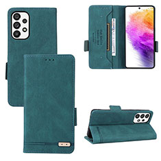 Funda de Cuero Cartera con Soporte Carcasa L09Z para Samsung Galaxy A73 5G Verde