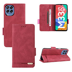 Funda de Cuero Cartera con Soporte Carcasa L09Z para Samsung Galaxy M33 5G Rojo