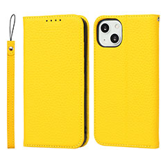 Funda de Cuero Cartera con Soporte Carcasa L10 para Apple iPhone 13 Amarillo