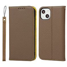 Funda de Cuero Cartera con Soporte Carcasa L10 para Apple iPhone 13 Marron