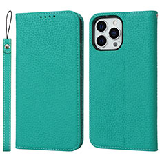 Funda de Cuero Cartera con Soporte Carcasa L10 para Apple iPhone 15 Pro Verde