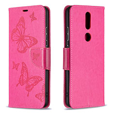 Funda de Cuero Cartera con Soporte Carcasa L10 para Nokia 2.4 Rosa Roja