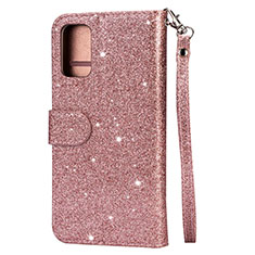 Funda de Cuero Cartera con Soporte Carcasa L10 para Samsung Galaxy S20 Plus Oro Rosa