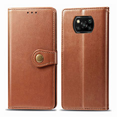 Funda de Cuero Cartera con Soporte Carcasa L10 para Xiaomi Poco X3 Marron