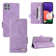 Funda de Cuero Cartera con Soporte Carcasa L10Z para Samsung Galaxy F42 5G Morado