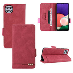 Funda de Cuero Cartera con Soporte Carcasa L10Z para Samsung Galaxy F42 5G Rojo